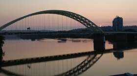 The sun rises over the Ohio River in this August 18, 2018 photo.