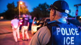U.S. Immigration and Customs Enforcement officers carry out a raid in Sherman in 2019.