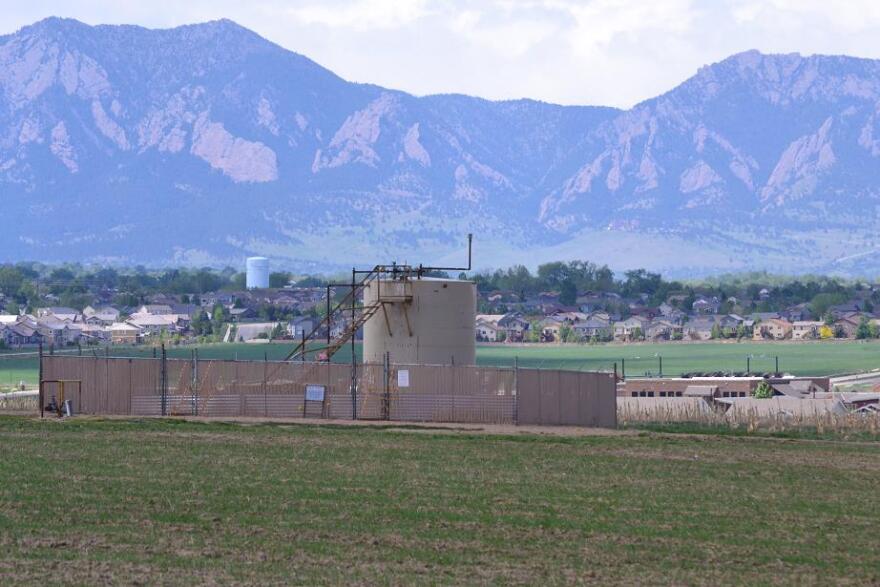 An oil and gas well on the outskirts of Erie, east of Boulder, Colo.