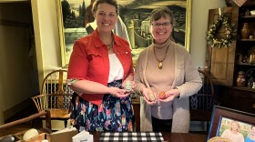 Christine (left) and Elaine Luschas shared the art of Margučiai, a Lithuanian egg sketching technique for Easter, at Elaine Luschas's home in Berwick, Pa.