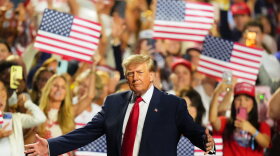 President Donald Trump greets supporters as he arrives on the stage at the Republican convention Thursday, Sept. 10, 2026, in Dallas.