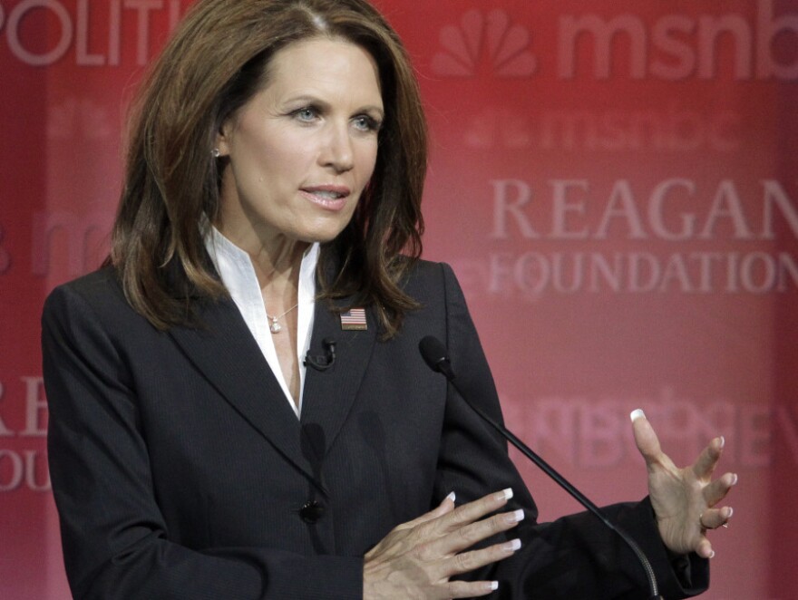 Rep. Michele Bachmann answers a question during a Republican presidential candidate debate at the Reagan Library on Sept. 7, in Simi Valley, Calif.