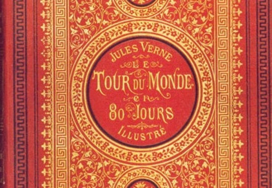 Cover of the French first edition of Jules Verne's Around the World in Eighty Days.