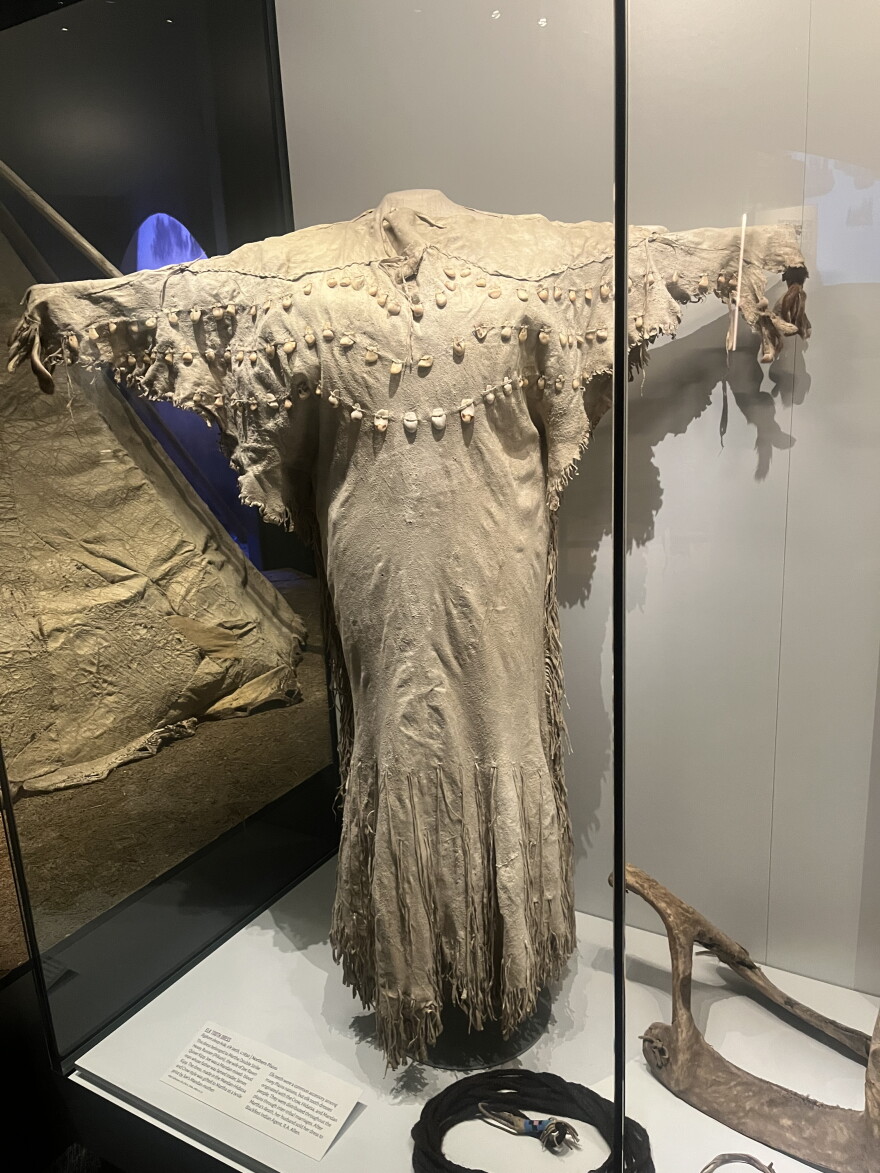 This elk-tooth dress is a favorite of Montana Heritage Center tour guide Cherika Penrod. The center's new museum space opened in 2025.