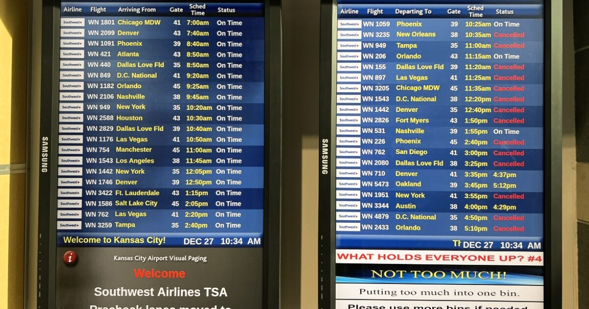 With dozens of Southwest flights idled, frustrated KCI passengers look