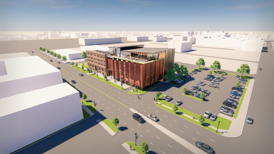  A rendering of the newly-proposed, 30,000-square-foot facility for the Negro Leagues Baseball Museum in the Historic 18th and Vine district.