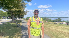 Portland city arborist Mark Reiland on the Eastern Prom.