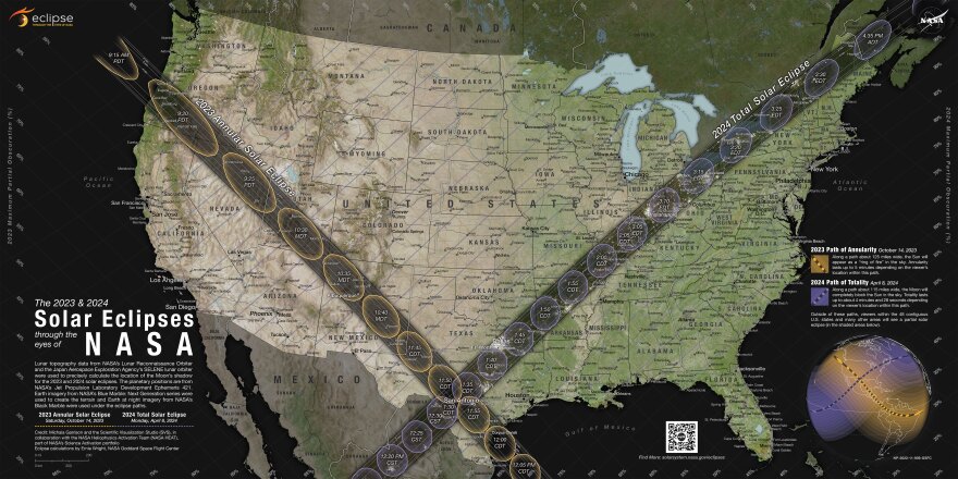 A map of the total solar eclipse's path.