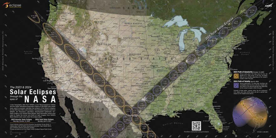  A map of the total solar eclipse's path. 