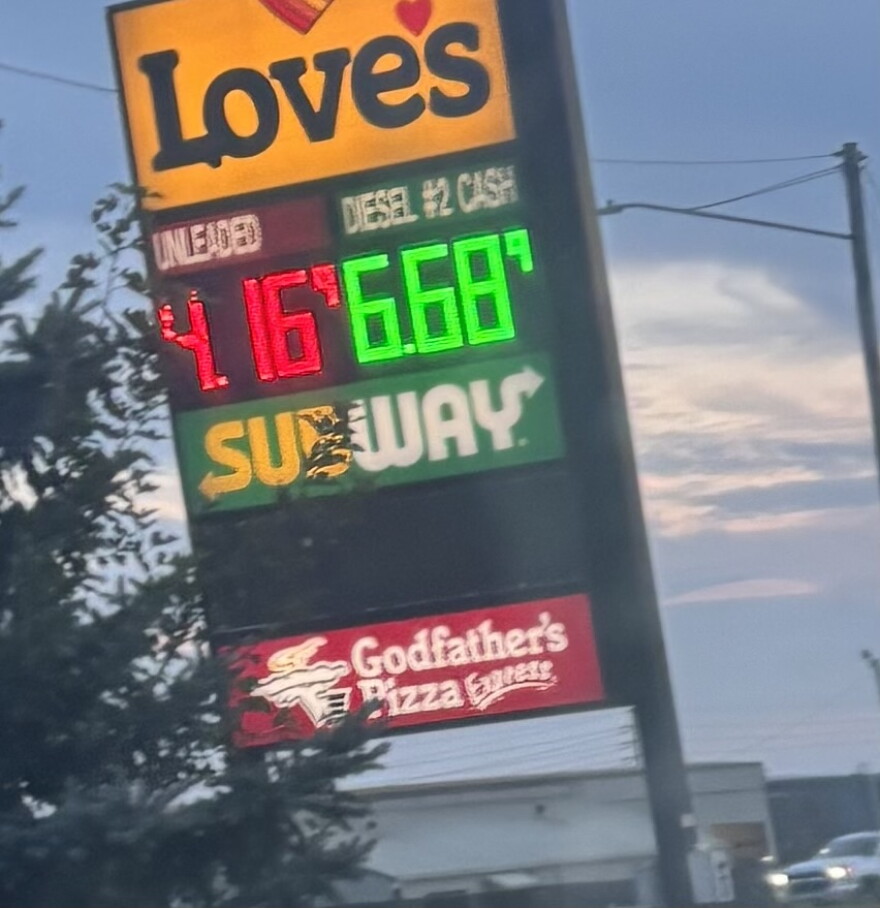 The price of diesel of $6.66 per gallon is displayed at a Sioux City station on September 23, 2026. (Bret Hayworth, Siouxland Public Media News)