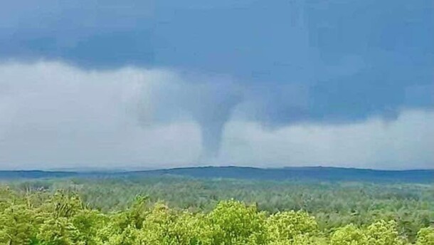 A tornado west of Gull Lake on June 16, 2025.