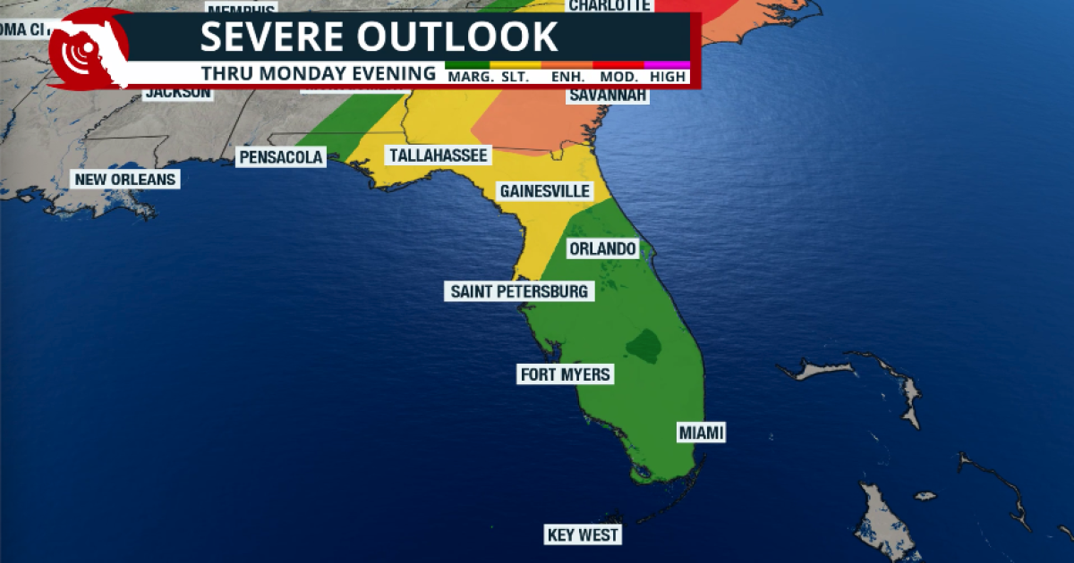 Cold front brings severe risk to start the week, cooldown | Florida ...