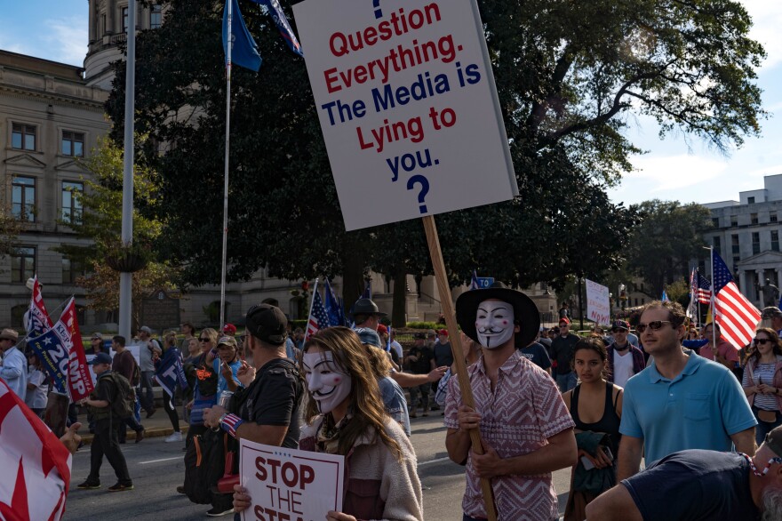 Supporters of Donald Trump host a "Stop the Steal" protest outside of the Georgia State Capital building on Nov. 21, 2020, in Atlanta, Ga.