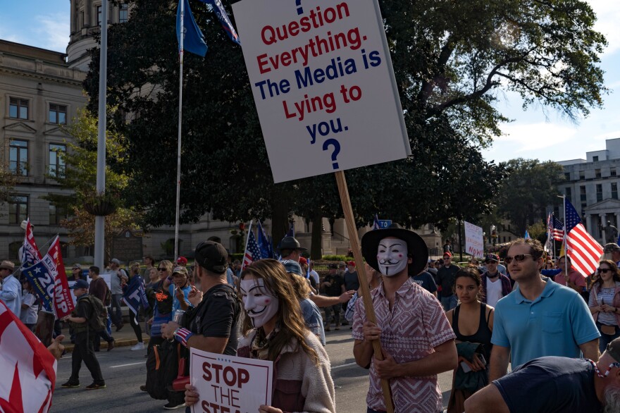 Supporters of Donald Trump host a "Stop the Steal" protest outside of the Georgia State Capital building on Nov. 21, 2020, in Atlanta, Ga.