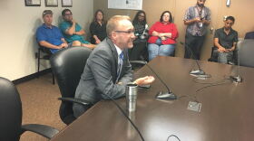 Ferndale Mayor David Coulter speaks with the Oakland County Commissioners' Democratic caucus.