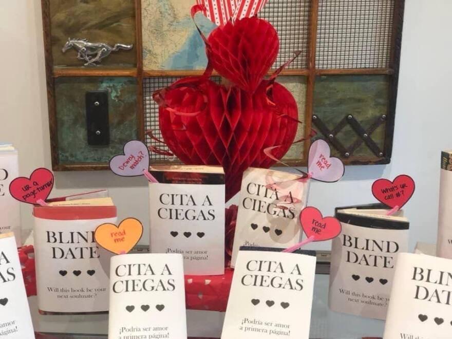 A display of books wrapped up for book lovers to choose from in February for National Library Lover's Month.