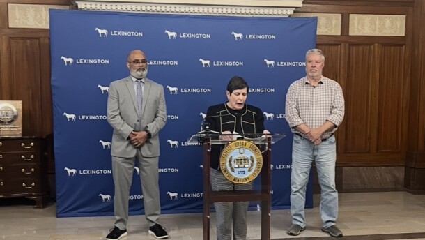 Charles Martin, Lexington’s current Director of Water Quality, (right) is being appointed as the Acting Commissioner of Environmental Quality and Public Works, replacing Nancy Albright. The Division of Streets and Roads will also be put under the direct supervision of Deputy Chief Administrative Officer Glenn Brown (left), Mayor Linda Gorton announced Wednesday.