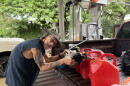Nāʻālehu resident Joe Steele fills up gas cans at the townʻs gas station on the afternoon of Friday, Sept. 25, 2026, in preparation for Hurricane Nolo.