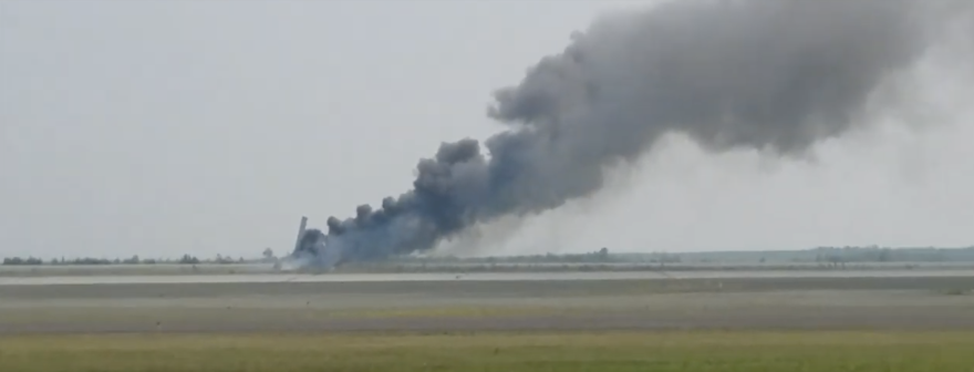 Video screenshot of a Grant Aviation plane that crashed near the Bethel airport runway on July 8, 2019.