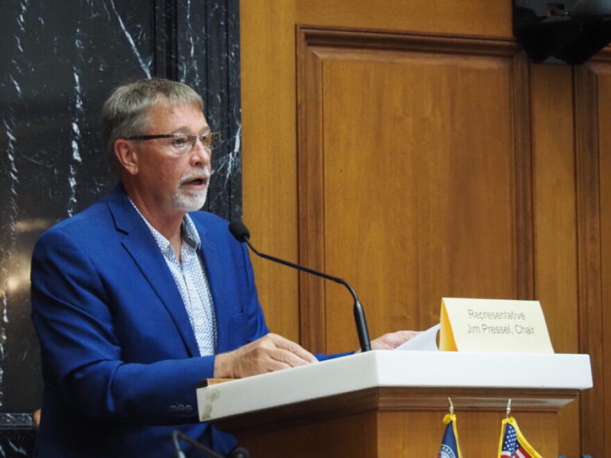 Indiana state Rep. Jim Pressel, R-Rolling Prairie, presides over the Interim Study Committee on Roads and Transportation Wednesday, Sept. 2, 2026.