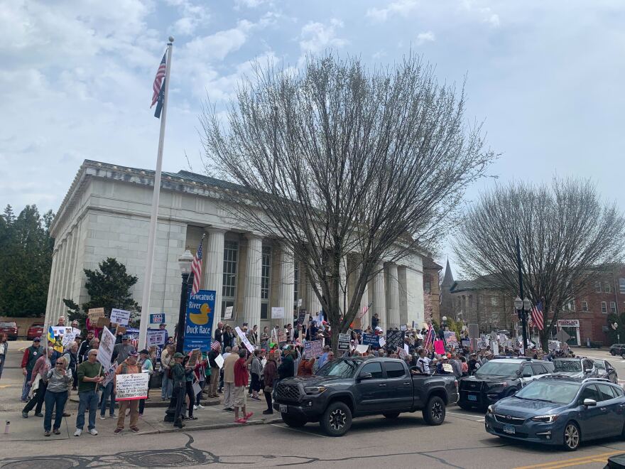 Westerly post office protestors: Protestors gathered in front of the post office in Westerly to protest the Trump administration, April 19, 2025.