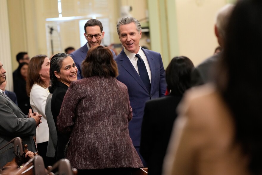 California Gov. Gavin Newsom arrives for his State of the State address Thursday, Jan. 8, 2026, in Sacramento, Calif.