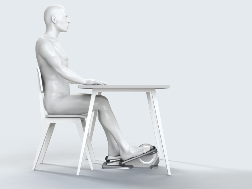 Cubii is just like any regular, upright elliptical you'd see at the gym, only you're not standing, your arms aren't actively engaged, and it fits under your desk at work.