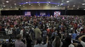 Three days before the election, Republican presidential candidate Donald Trump spoke at a campaign rally in Tampa. He defeated Hillary Clinton in the state on Tuesday night by earning about 130,000 more votes than she did. (Chris O'Meara/Associated Press)