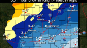 This is the snowfall forecast as of Monday afternoon, according to the National Weather Service in Lincoln.