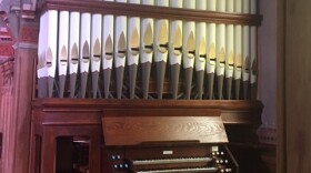 Jonathan Ross of the Andover Organ Co. Works on one of the final pieces of the organ restoration at Thacher Hall.