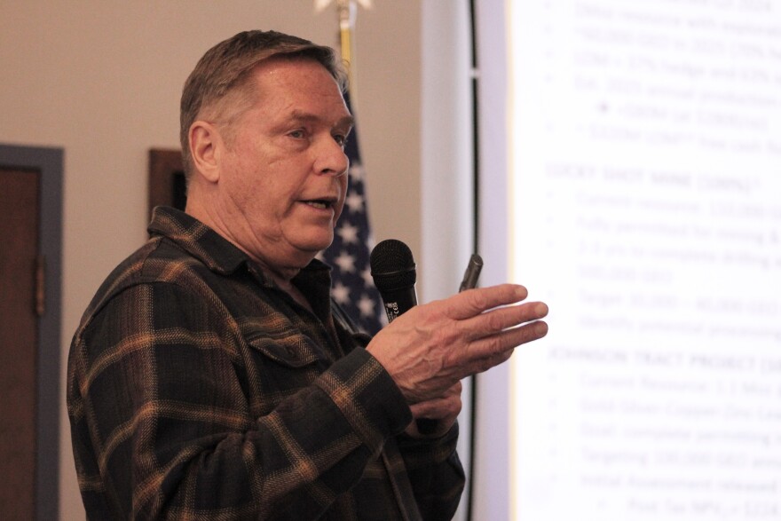 Rick Van Nieuwenhuyse shares updates on the proposed Johnson Tract metal mine project on Wednesday, Jan. 21, 2026 in Kenai, Alaska.
