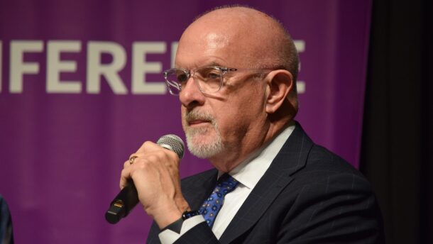 Sen. Travis Holdman, R-Markle, speaks at the annual Dentons Legislative Conference on Dec. 18, 2025.