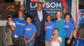 Rep. Al Lawson (D) poses with his family at his reelection victory party at The Moon in Tallahassee.