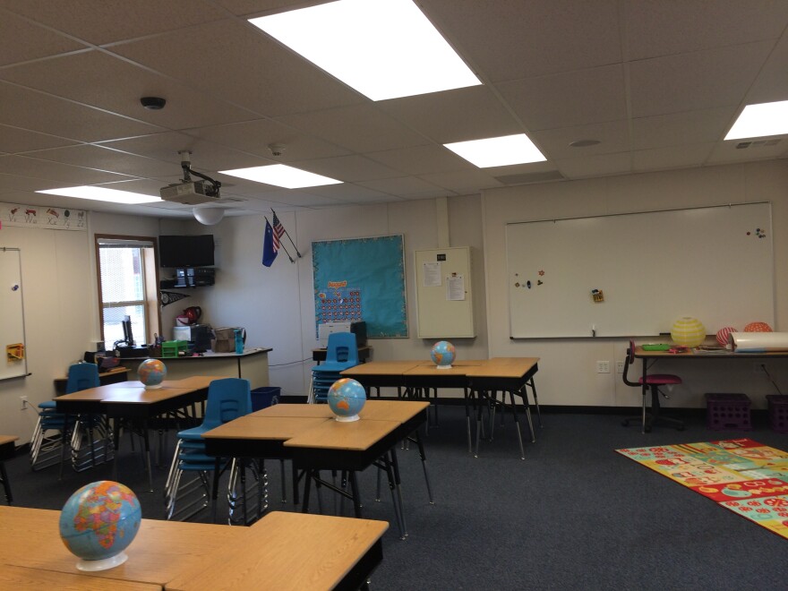 inside school classroom