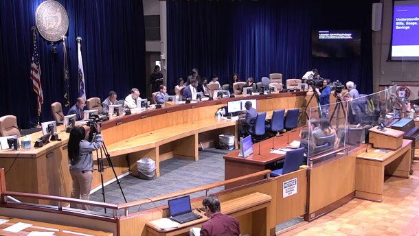 A screenshot from the New Orleans City Council's joint Utility, Cable, Telecommunications and Technology, and the Public Works, Sanitation and Environment committee meeting on Tuesday, Feb. 10, 2026.