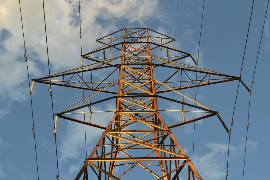High-voltage tower and cables