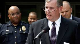Indianapolis Mayor Greg Ballard, right, and Metropolitan Police Department Chief of Police Rick Hite, left, announce in Indianapolis, Monday, July 8, 2013, a plan to put more uniformed police officers on the streets of Indiana's capital following a spate of deadly shootings