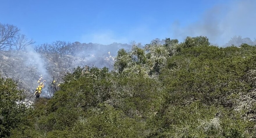 Firefighters knock down brush fire north of Lompoc Friday afternoon.