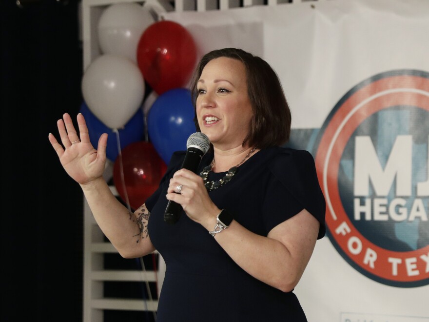 Democratic U.S. Senate candidate MJ Hegar speaks to supporters in Austin, Texas, in March.