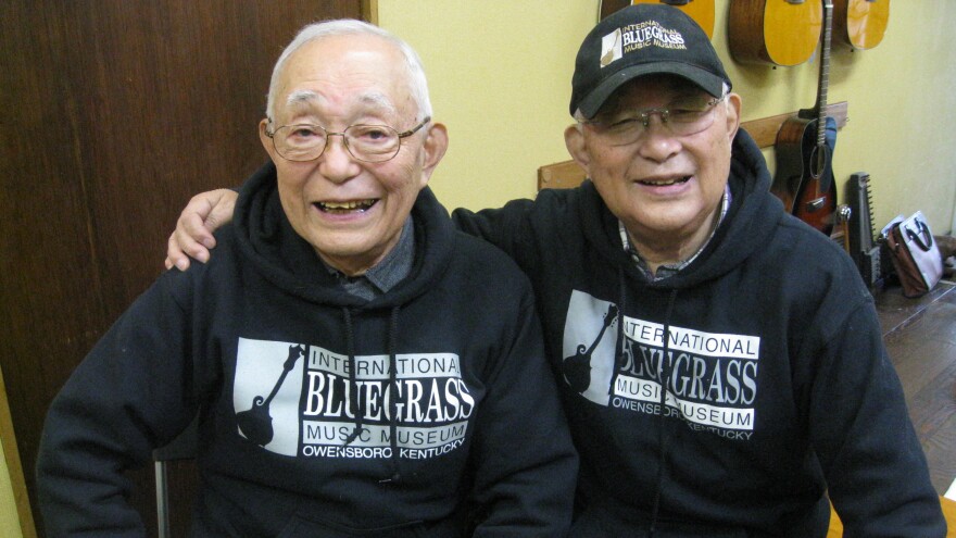 Yasushi (left) and Hisashi (right) Ozaki formed Japan's first bluegrass duo, the East Mountain Boys, in 1957.