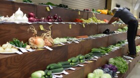 A 4-H vegetable display is prepared for the 2026 Indiana State Fair at the Indiana State Fairgrounds in Indianapolis on Thursday, Aug. 6, 2026.