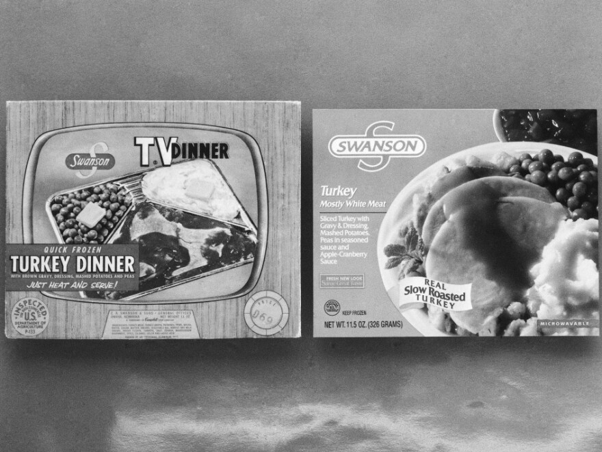 C.A. Swanson & Sons of Omaha, Neb., celebrates the 40th anniversary of the TV dinner, in 1994. Originally sold for 98 cents in 1954, in a package with a picture of a TV set with knobs, it became the first TV dinner — which changed American culture so much that the original package is now in the Smithsonian.