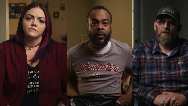 Mental health court participants Shayla Woodworth, Daniel Brown and Shawn Gibson (left to right) each shared their experiences with Illinois mental health courts in video interviews (below) produced by Kyle Pratt.