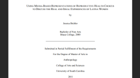 Cover page of Jessica Bichler's 2011 Master's Thesis at University of South Carolina