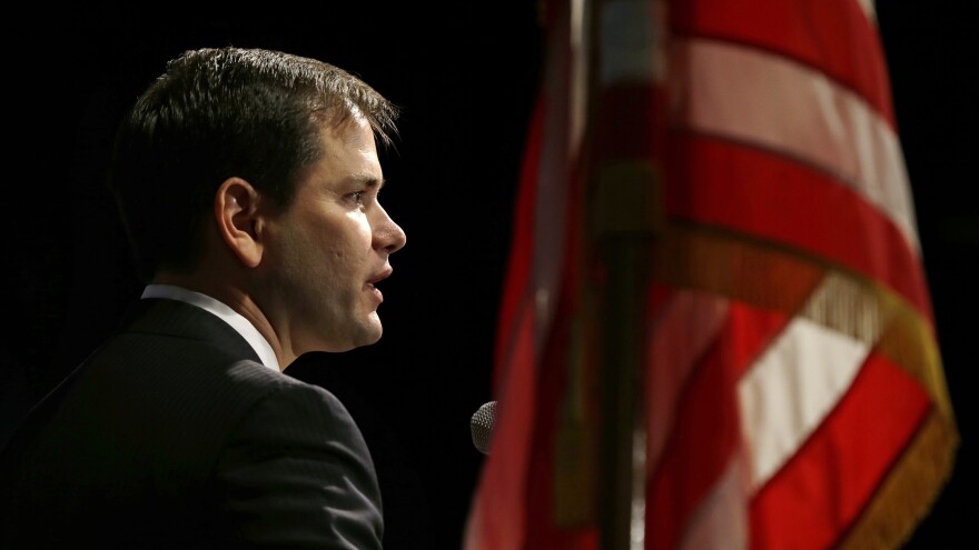 Sen. Marco Rubio, R-Fla., speaks during a fundraiser in Altoona, Iowa, on Nov. 17. He is delivering the GOP response to President Obama's State of the Union address Tuesday night.