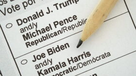 In this photo illustration a pencil lies on a U.S. presidential election mail-in ballot received by a U.S. citizen living abroad that shows current U.S. Republican President Donald Trump and his main contender, Democratic presidential candidate Joe Biden.(Photo by Sean Gallup/Getty Images)