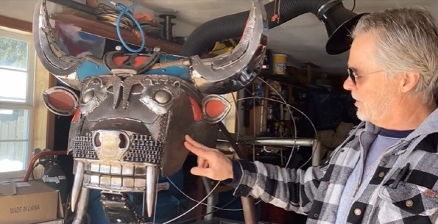 Iron Hodag while under construction by artist Don Gaber