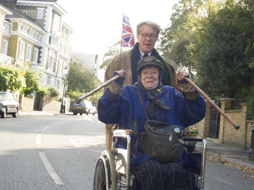 <em>The Lady in the Van's</em> Smith and Jennings reenact what Bennett describes as "a moment of pure joy" for Shepherd.