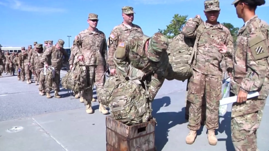 Defense Secretary Lloyd Austin on Thursday ordered 7,000 soldiers with the 1st Armored Brigade Combat Team, 3rd Infantry Division to deploy to Europe in support of the U.S. response to Russia's invasion of Ukraine. The 1st of the 3rd soldiers shown here were deploying to Europe in 2001 in support of NATO allies and partners.