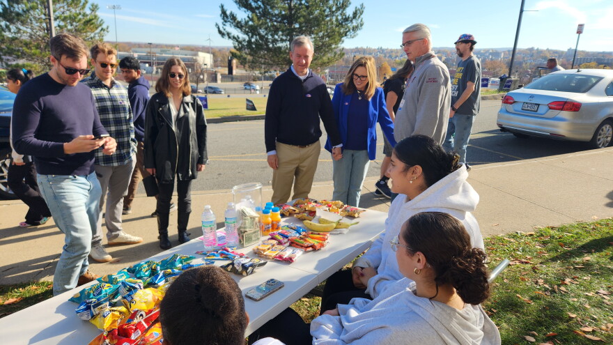 U.S. Rep. Matt Cartwright and his family speak to Scranton High School students about their upcoming trip to Washington, D.C., for the presidential inauguration.